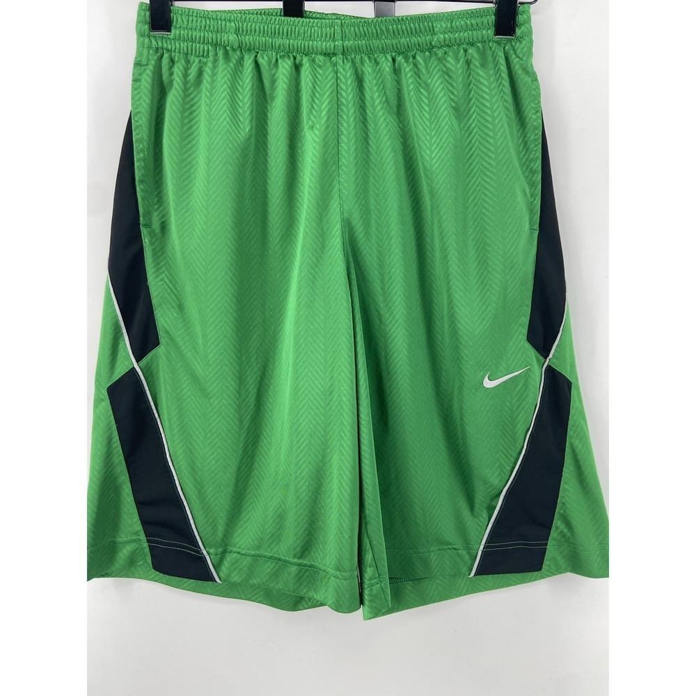 VTG Nike Shorts Mens Large Green Dazzle Basketball Chevron 12" Gym Athletic 90s